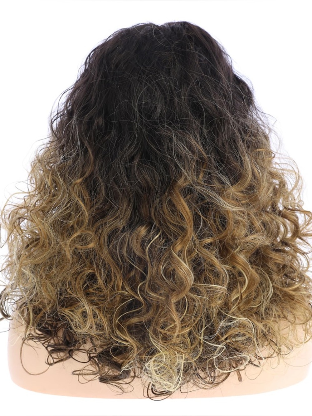 Natural Curly Ombre Wig - Dark Brown to Honey Blonde - Picture 5 of 9